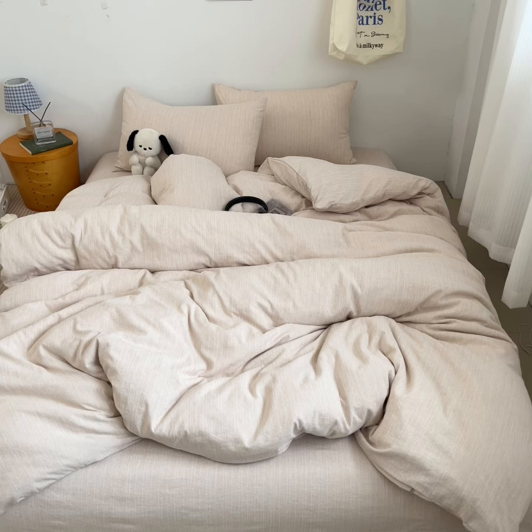 91家纺网 家纺一手货源 找家纺 蓝极人 2026新款色织水洗麻纯色四件套 晨曦黄