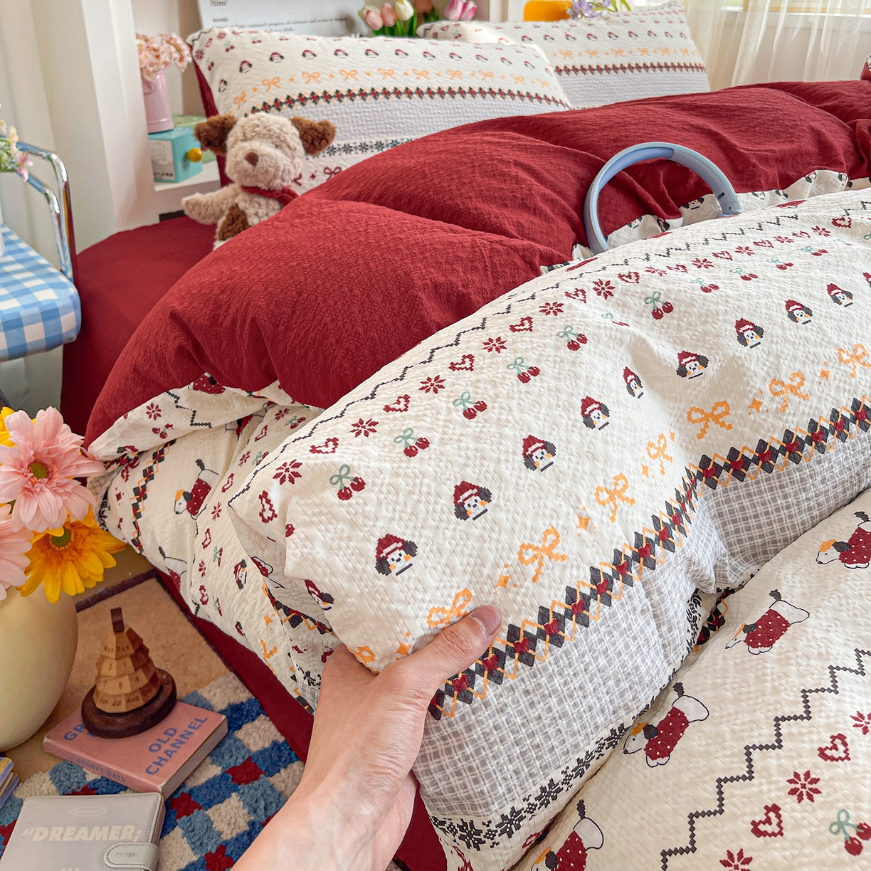 91家纺网 家纺一手货源 找家纺 （总）N先生+V 13814689556 发大图/买家秀 2026新款A类软糯糯泡芙纱四件套