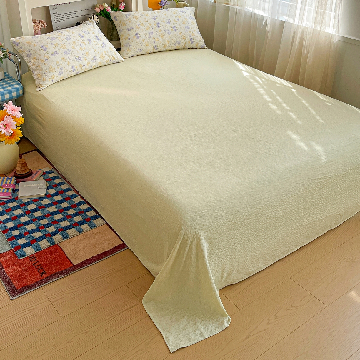 91家纺网 家纺一手货源 找家纺 N先生+V 13814689556 发大图/买家秀 2026新款A类软糯糯泡芙纱四件套 桉妤