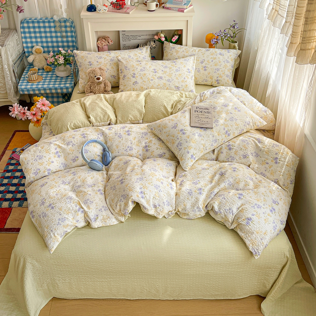 91家纺网 家纺一手货源 找家纺 N先生+V 13814689556 发大图/买家秀 2026新款A类软糯糯泡芙纱四件套 桉妤