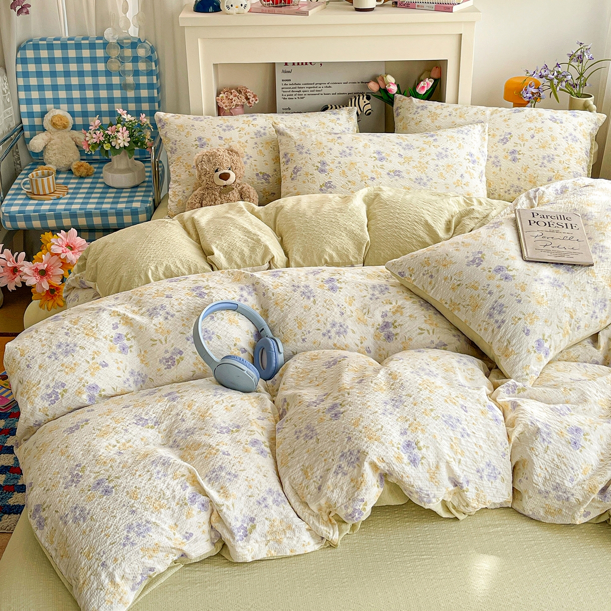 91家纺网 家纺一手货源 找家纺 N先生+V 13814689556 发大图/买家秀 2026新款A类软糯糯泡芙纱四件套 桉妤