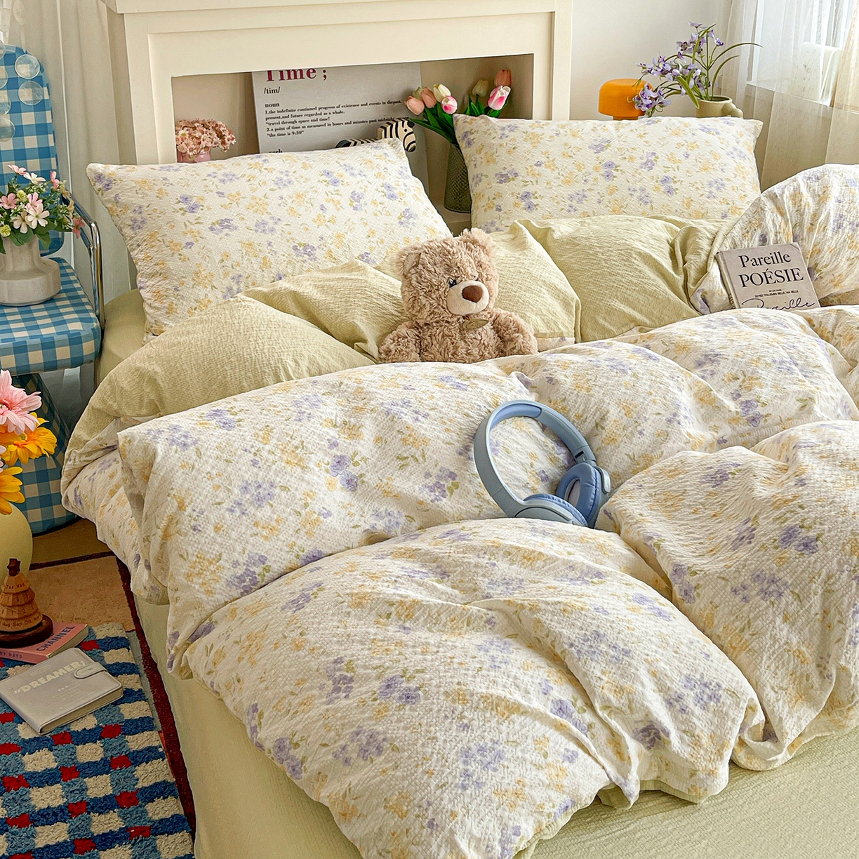 91家纺网 家纺一手货源 找家纺 N先生+V 13814689556 发大图/买家秀 2026新款A类软糯糯泡芙纱四件套 桉妤