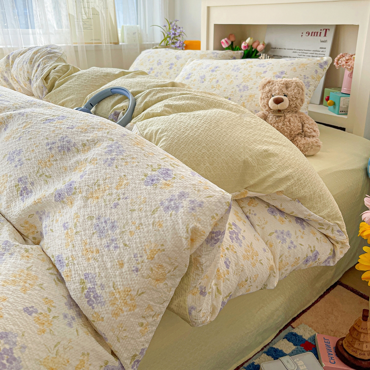 91家纺网 家纺一手货源 找家纺 N先生+V 13814689556 发大图/买家秀 2026新款A类软糯糯泡芙纱四件套 桉妤