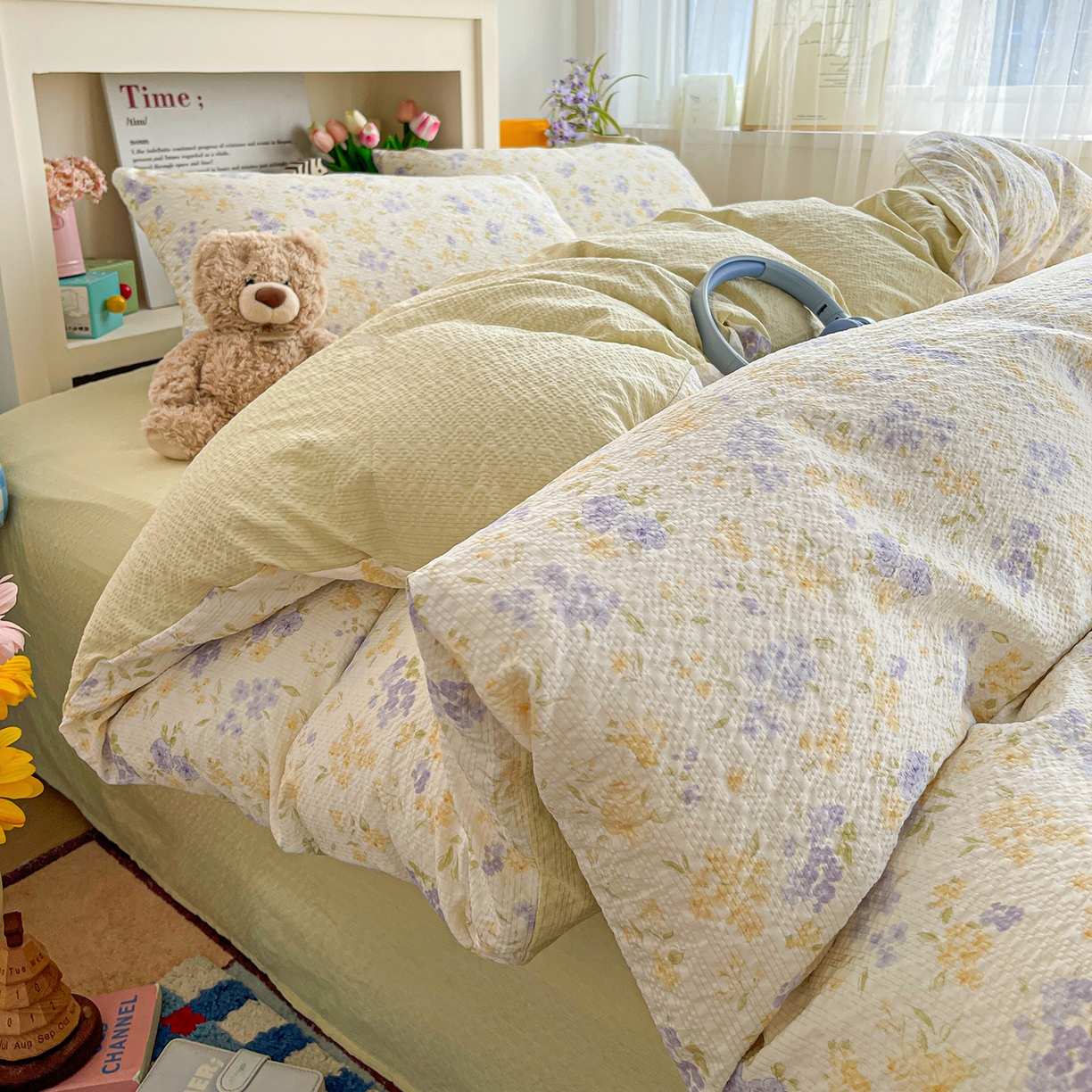 91家纺网 家纺一手货源 找家纺 N先生+V 13814689556 发大图/买家秀 2026新款A类软糯糯泡芙纱四件套 桉妤