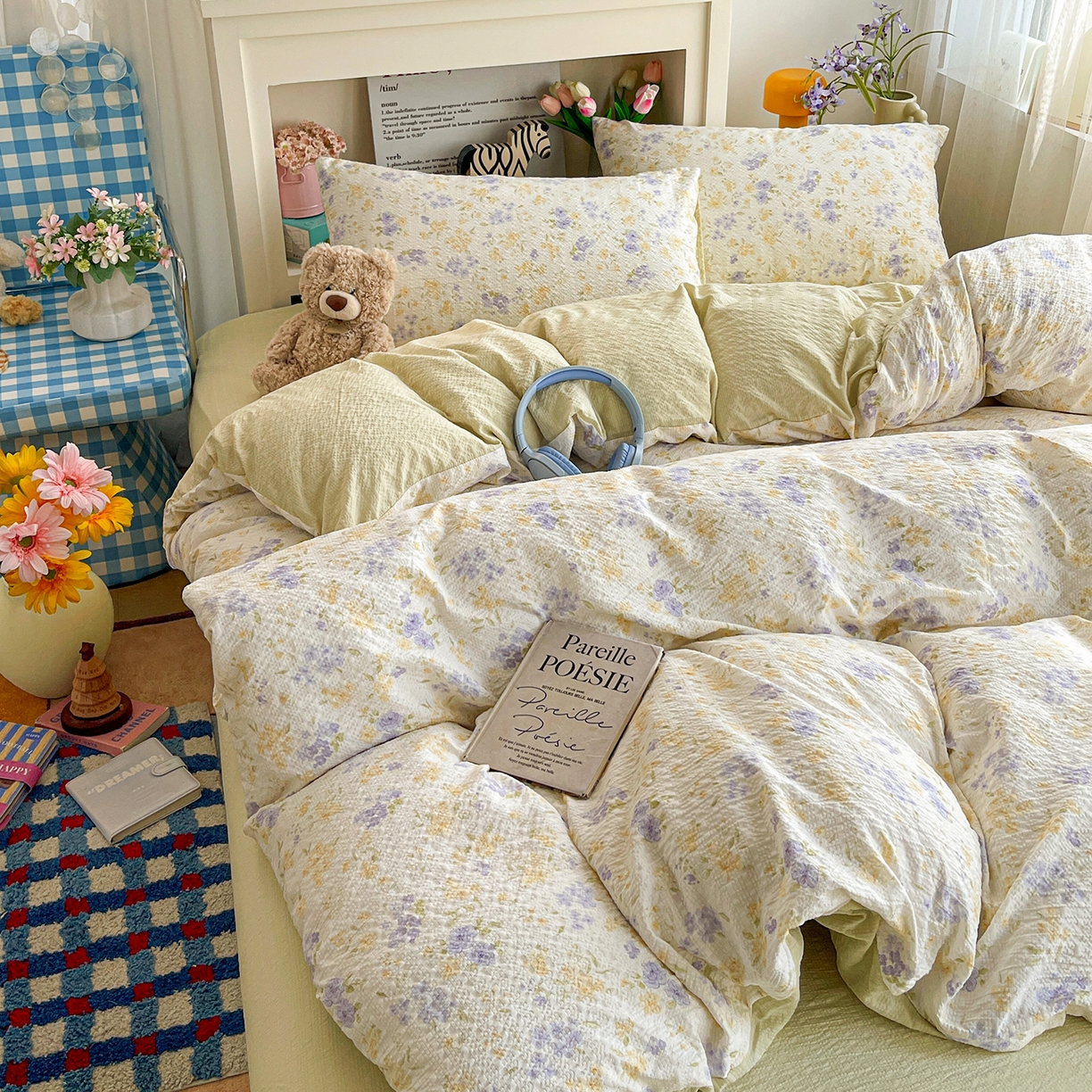 91家纺网 家纺一手货源 找家纺 N先生+V 13814689556 发大图/买家秀 2026新款A类软糯糯泡芙纱四件套 桉妤