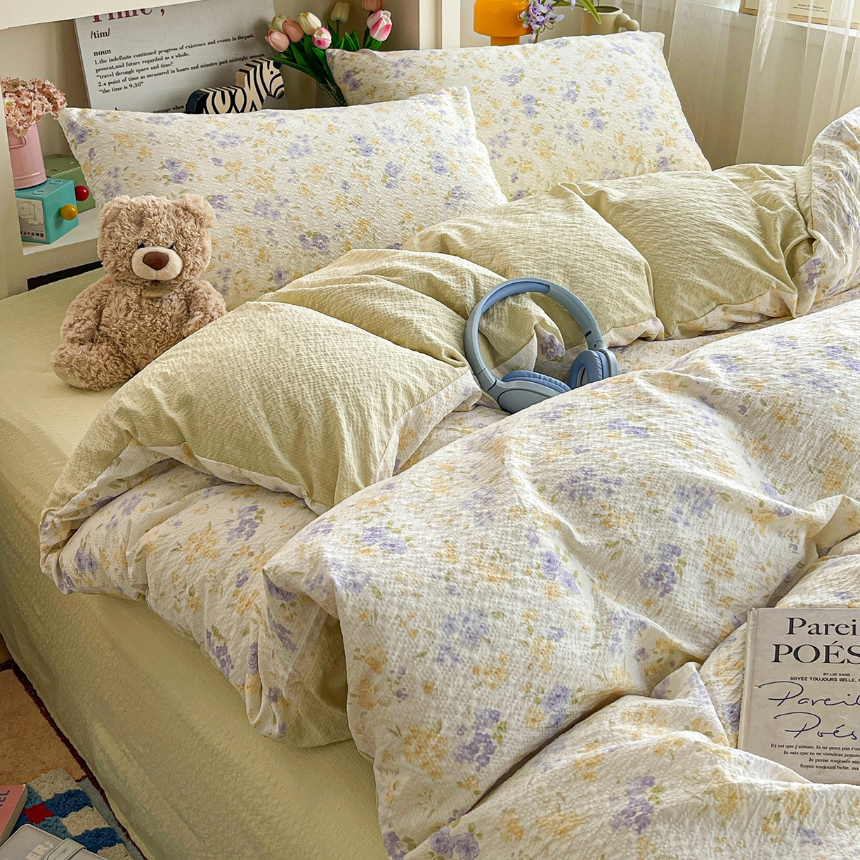 91家纺网 家纺一手货源 找家纺 N先生+V 13814689556 发大图/买家秀 2026新款A类软糯糯泡芙纱四件套 桉妤