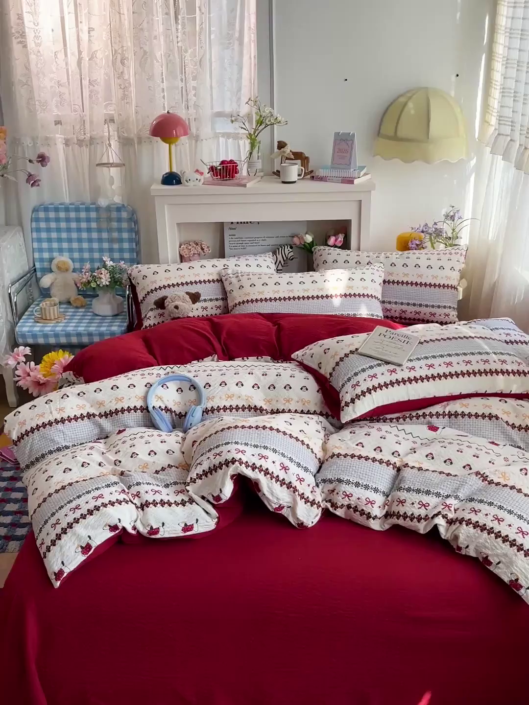 91家纺网 家纺一手货源 找家纺 N先生+V 13814689556 发大图/买家秀 2026新款A类软糯糯泡芙纱四件套 费尔岛小狗