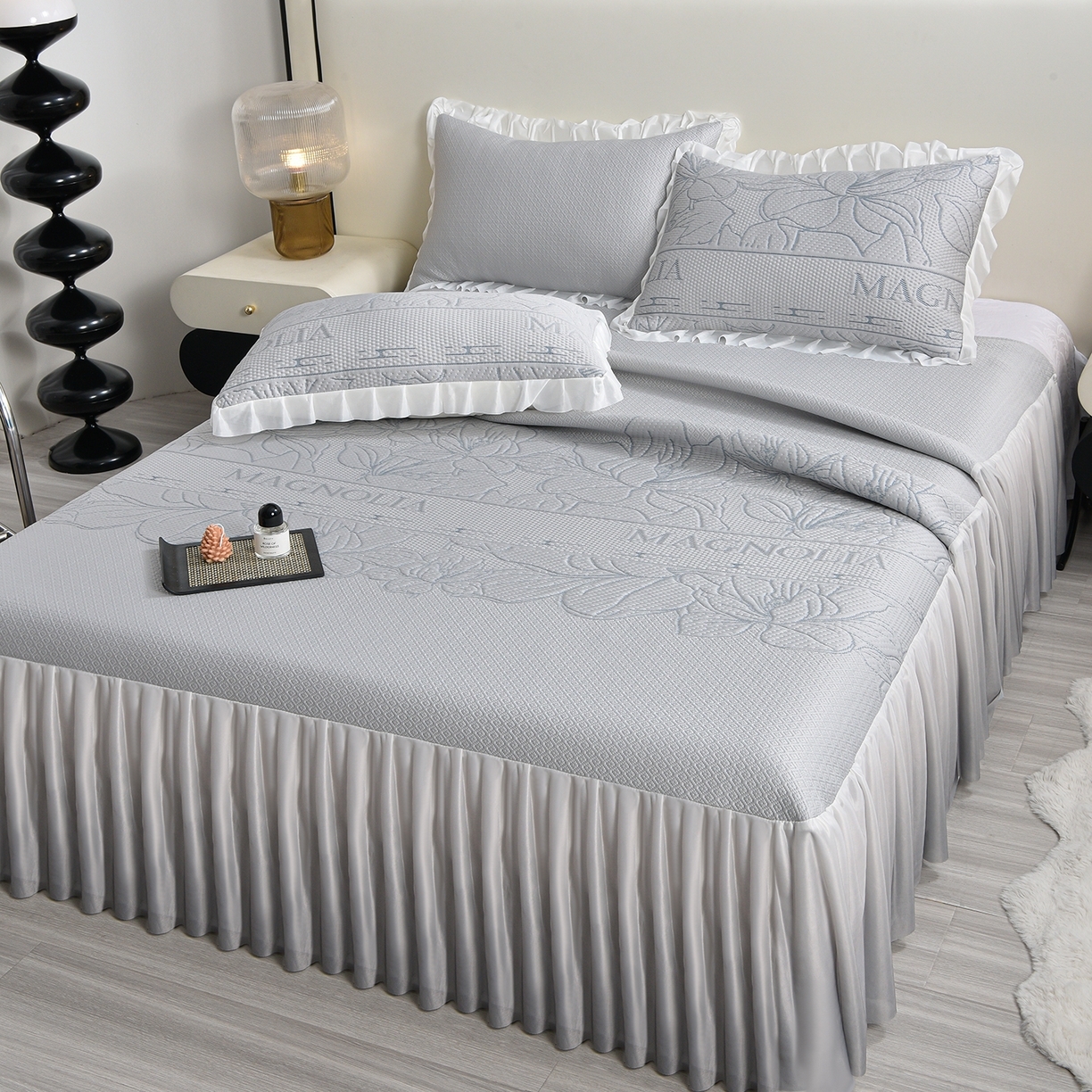 91家纺网 家纺一手货源 找家纺 （总）赛丽雅 2026新款A类450克PE提花复合三明治床笠款凉感面料凉席防滑全包床罩