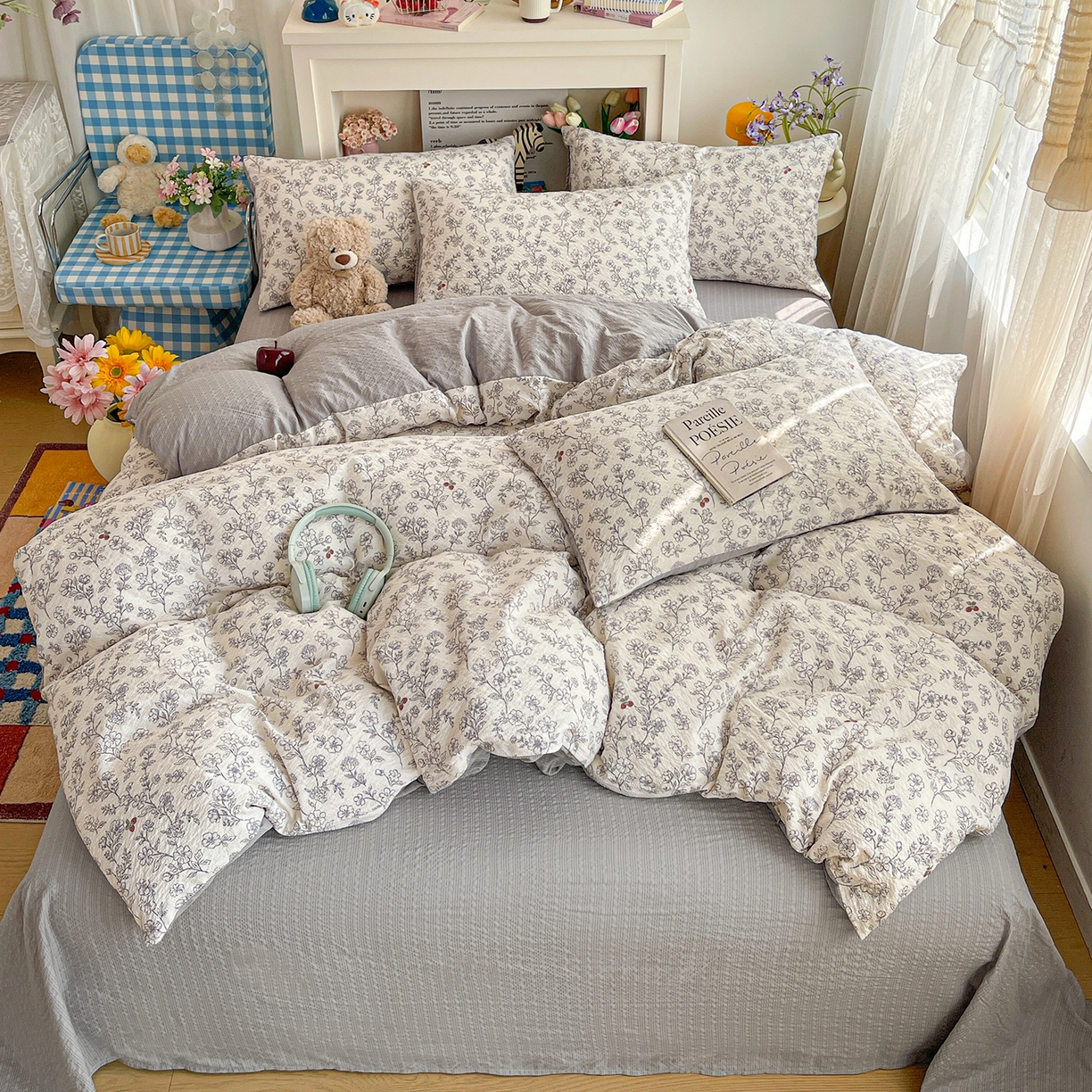 91家纺网 家纺一手货源 找家纺 N先生+V 13814689556 发大图/买家秀 2026新款A类软糯糯泡芙纱四件套 槿汐