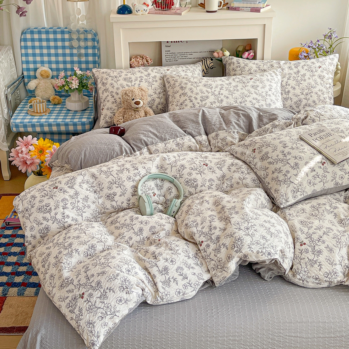 91家纺网 家纺一手货源 找家纺 N先生+V 13814689556 发大图/买家秀 2026新款A类软糯糯泡芙纱四件套 槿汐