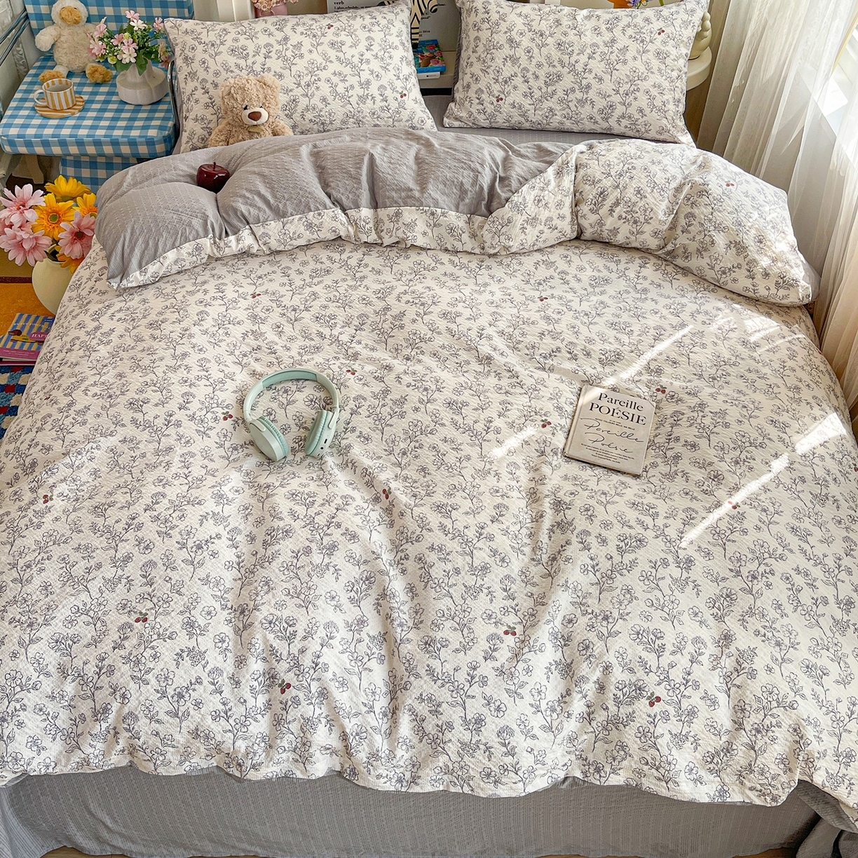 91家纺网 家纺一手货源 找家纺 N先生+V 13814689556 发大图/买家秀 2026新款A类软糯糯泡芙纱四件套 槿汐