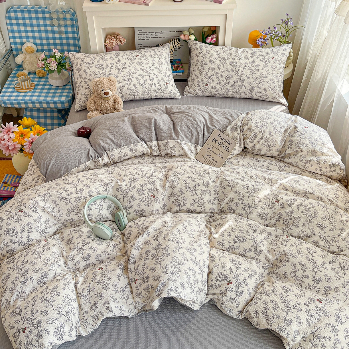 91家纺网 家纺一手货源 找家纺 N先生+V 13814689556 发大图/买家秀 2026新款A类软糯糯泡芙纱四件套 槿汐