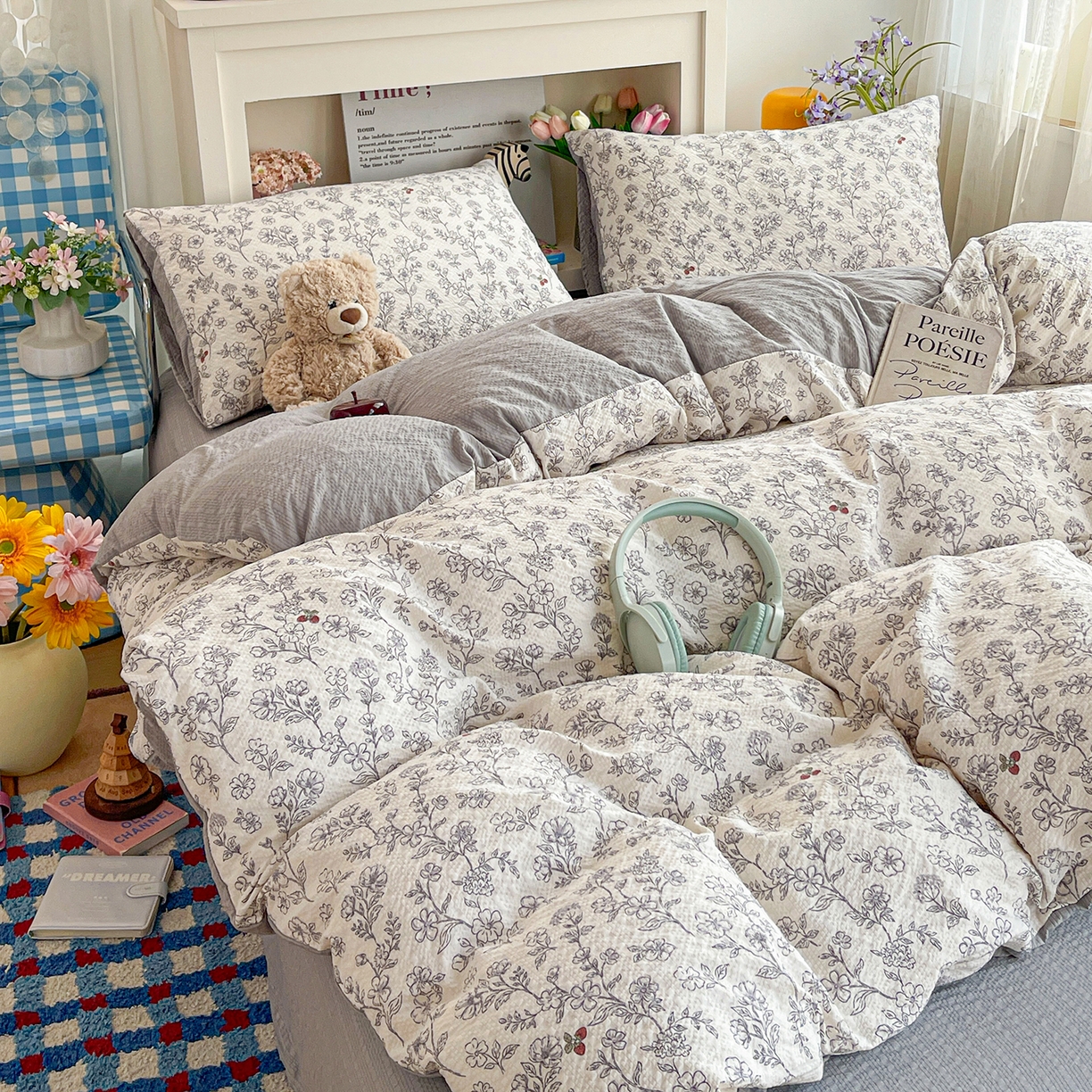 91家纺网 家纺一手货源 找家纺 N先生+V 13814689556 发大图/买家秀 2026新款A类软糯糯泡芙纱四件套 槿汐