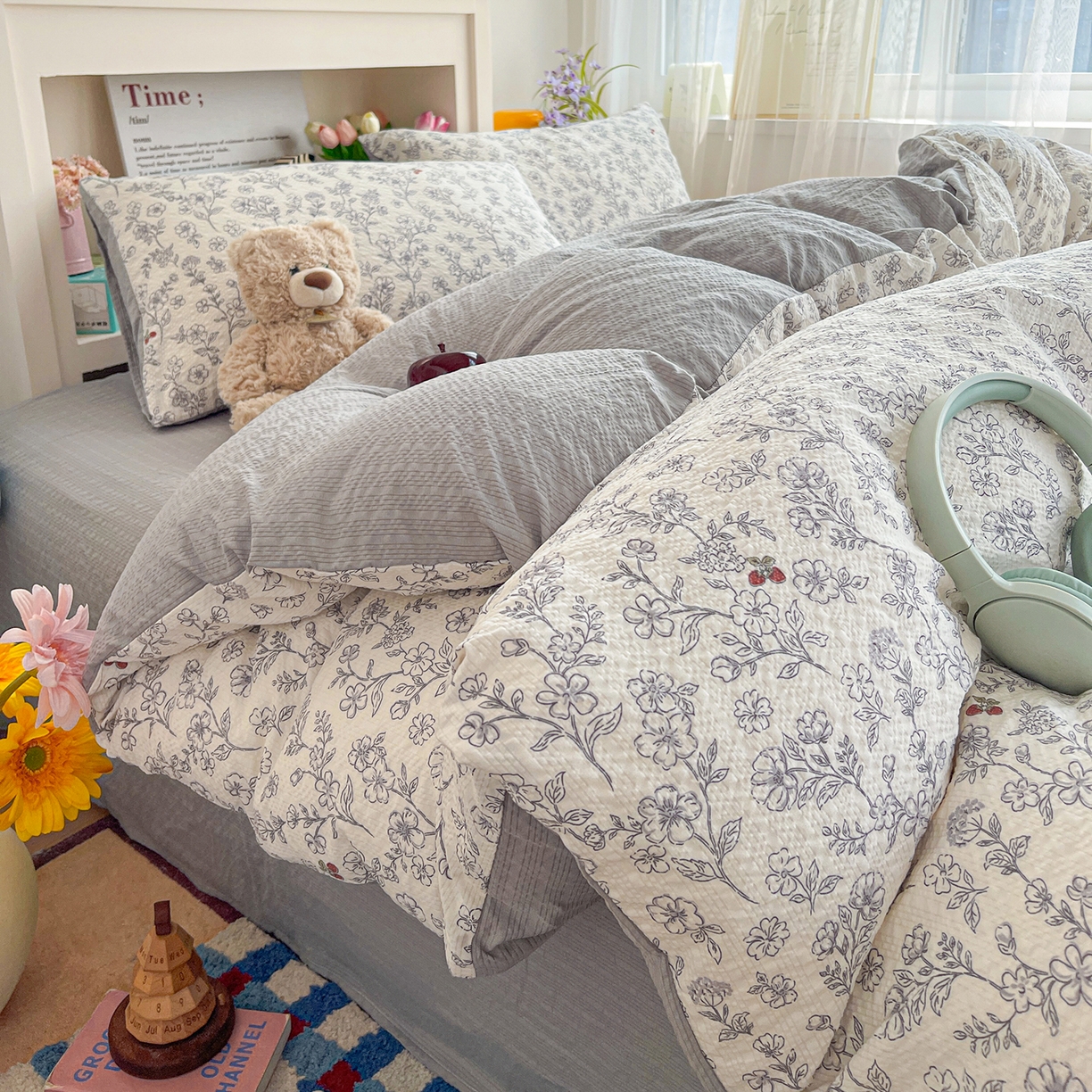 91家纺网 家纺一手货源 找家纺 N先生+V 13814689556 发大图/买家秀 2026新款A类软糯糯泡芙纱四件套 槿汐