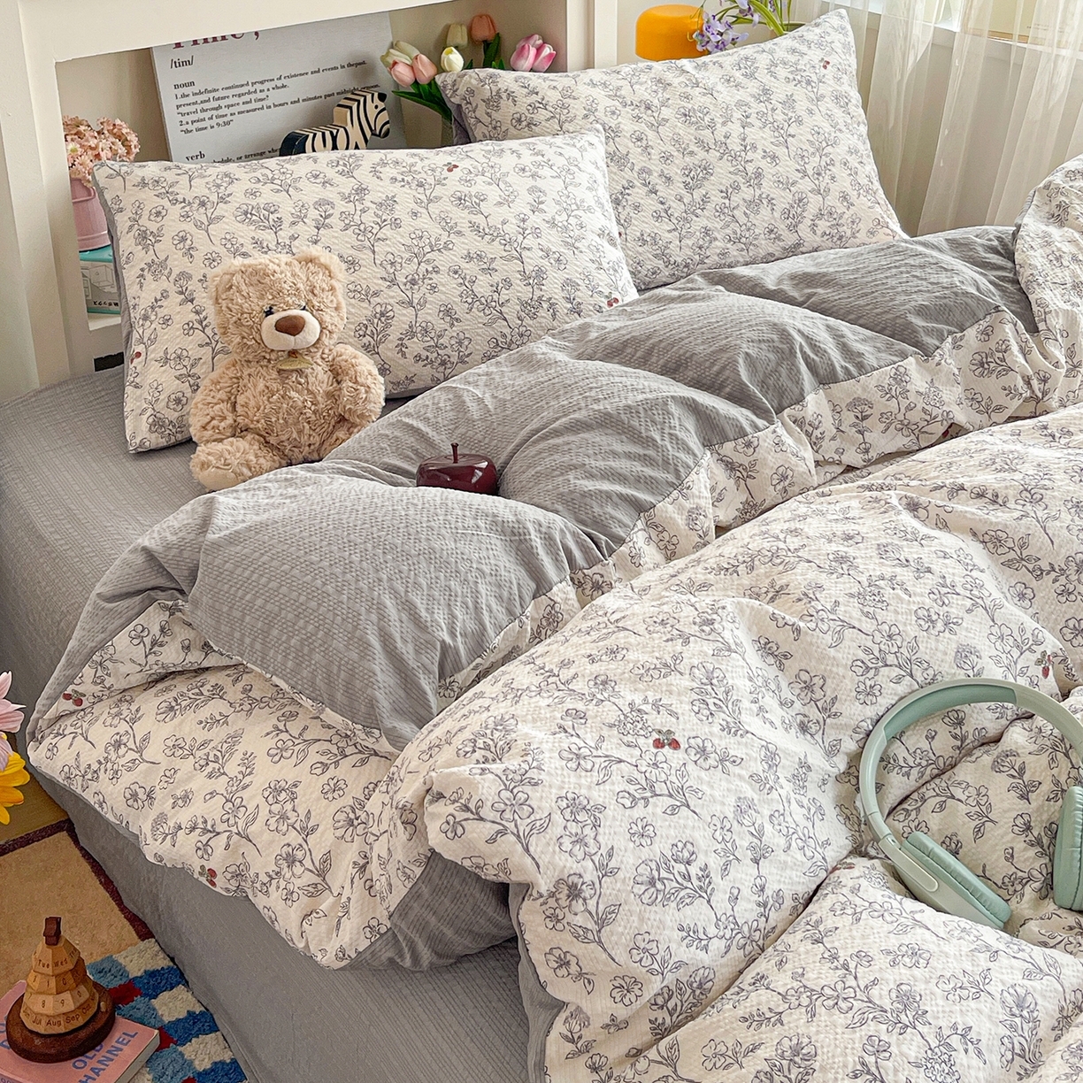 91家纺网 家纺一手货源 找家纺 N先生+V 13814689556 发大图/买家秀 2026新款A类软糯糯泡芙纱四件套 槿汐