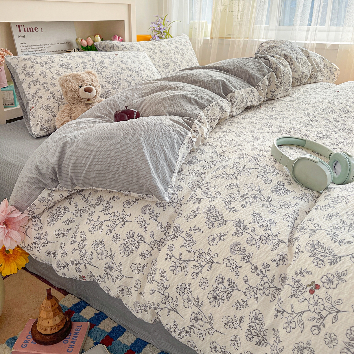 91家纺网 家纺一手货源 找家纺 N先生+V 13814689556 发大图/买家秀 2026新款A类软糯糯泡芙纱四件套 槿汐