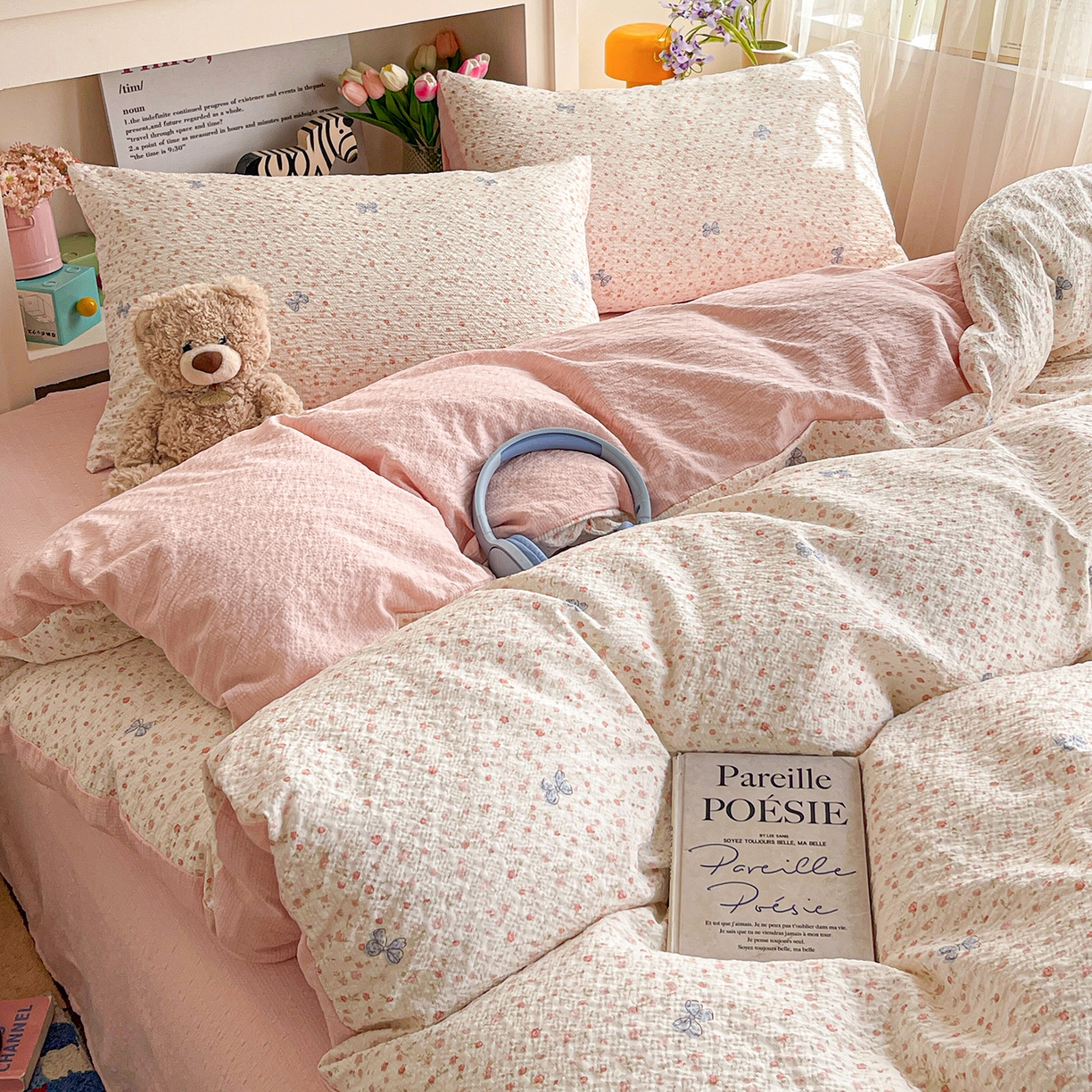 91家纺网 家纺一手货源 找家纺 N先生+V 13814689556 发大图/买家秀 2026新款A类软糯糯泡芙纱四件套 可柠