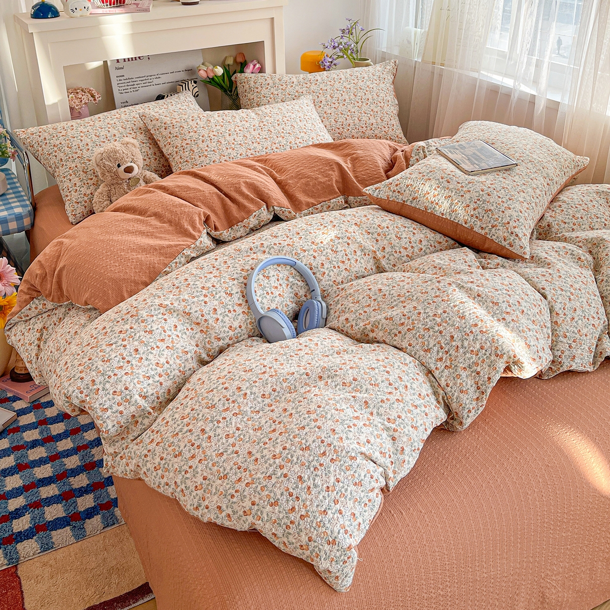 91家纺网 家纺一手货源 找家纺 N先生+V 13814689556 发大图/买家秀 2026新款A类软糯糯泡芙纱四件套 沐沁