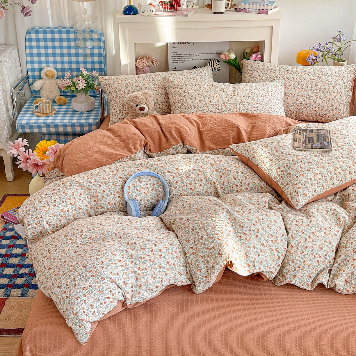 91家纺网 家纺一手货源 找家纺 N先生+V 13814689556 发大图/买家秀 2026新款A类软糯糯泡芙纱四件套 沐沁