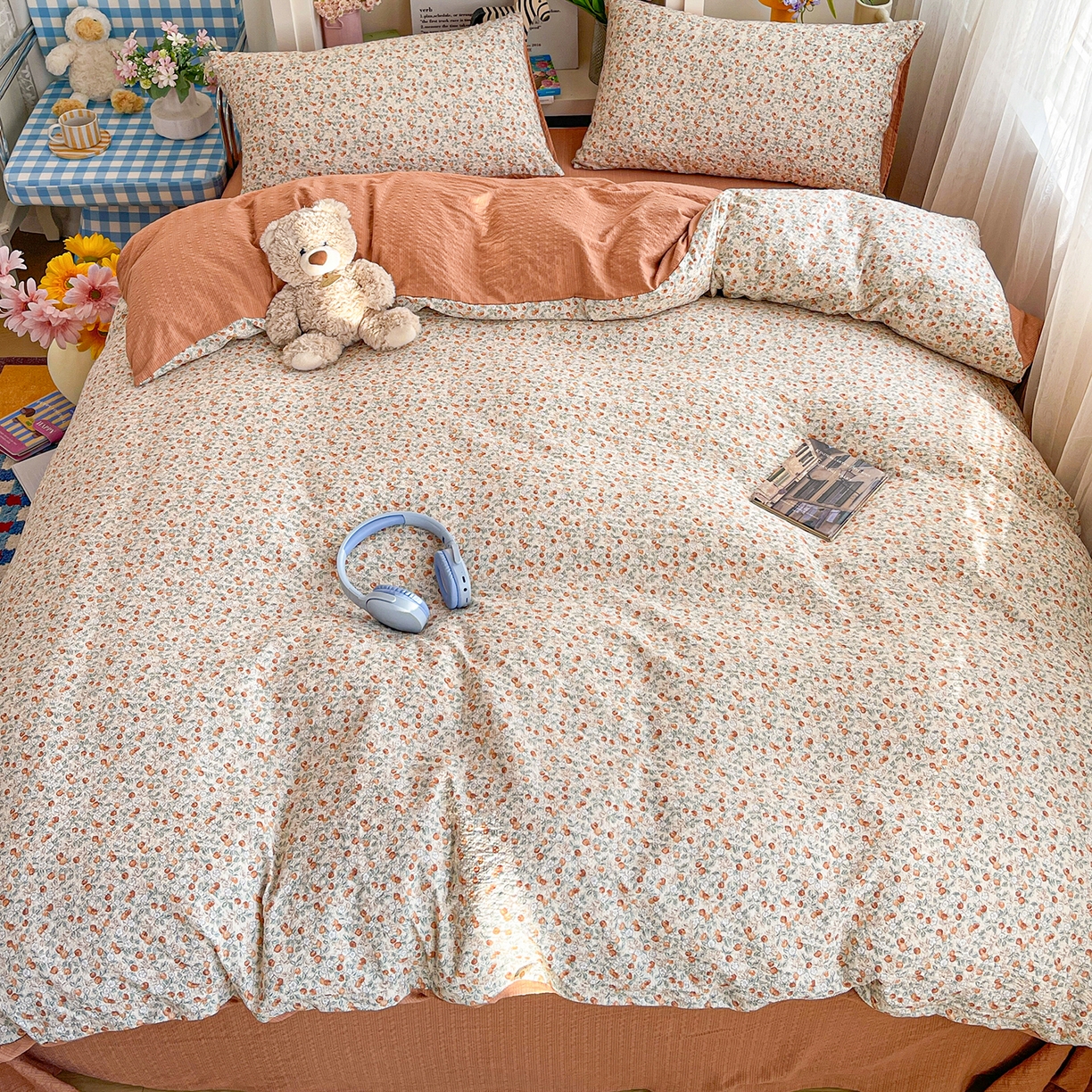 91家纺网 家纺一手货源 找家纺 N先生+V 13814689556 发大图/买家秀 2026新款A类软糯糯泡芙纱四件套 沐沁