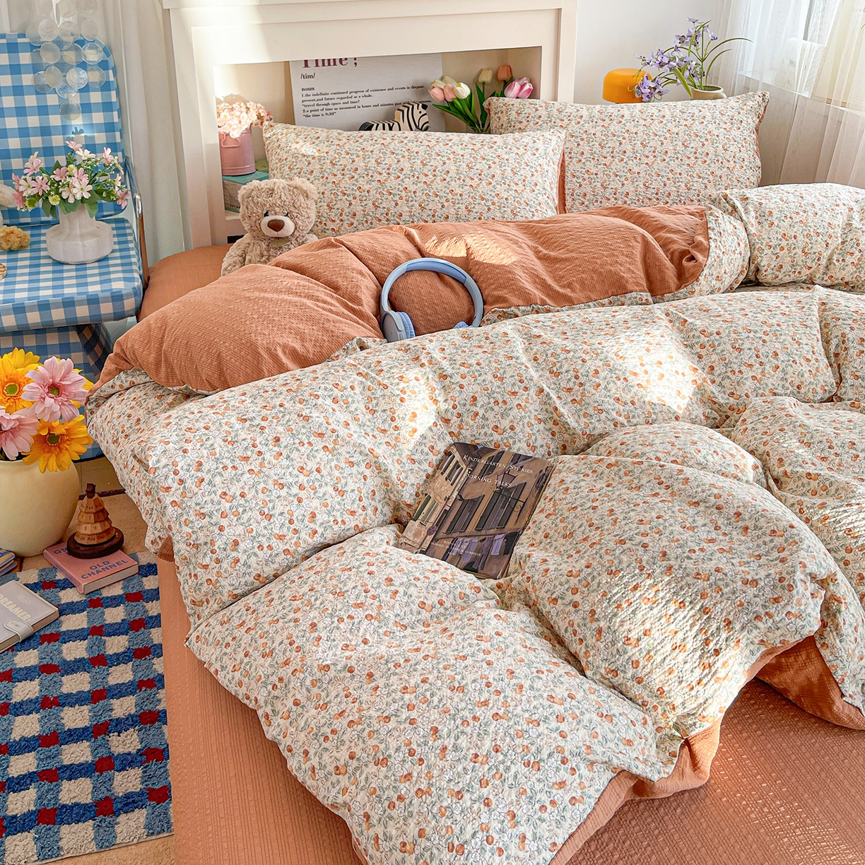 91家纺网 家纺一手货源 找家纺 N先生+V 13814689556 发大图/买家秀 2026新款A类软糯糯泡芙纱四件套 沐沁