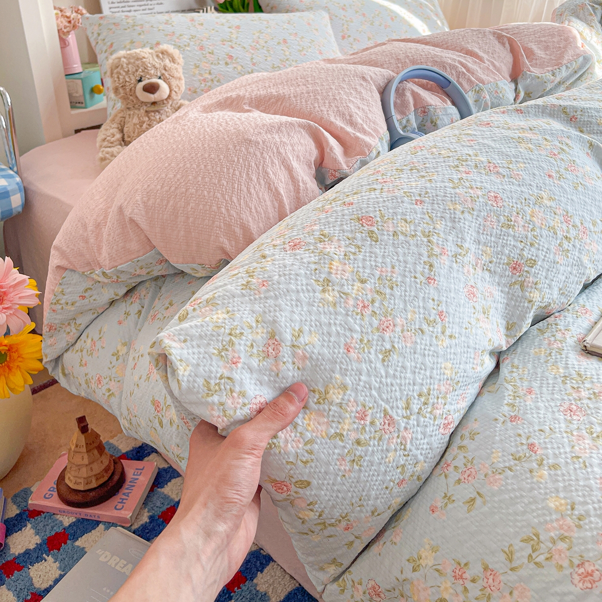 N先生+V 13814689556 发大图/买家秀 2026新款A类软糯糯泡芙纱四件套 若棠