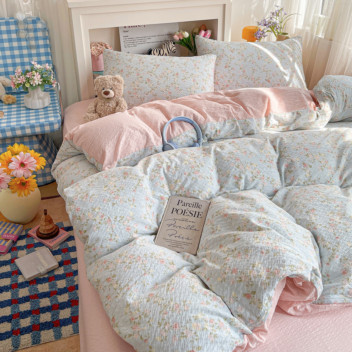 91家纺网 家纺一手货源 找家纺 N先生+V 13814689556 发大图/买家秀 2026新款A类软糯糯泡芙纱四件套 若棠