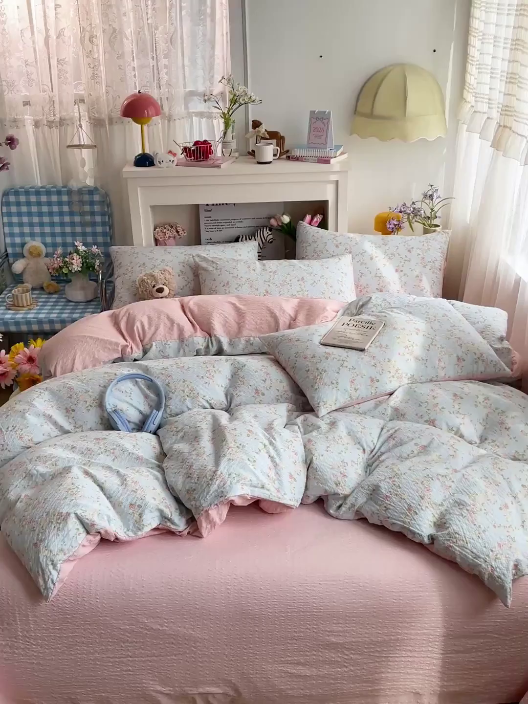 91家纺网 家纺一手货源 找家纺 N先生+V 13814689556 发大图/买家秀 2026新款A类软糯糯泡芙纱四件套 若棠