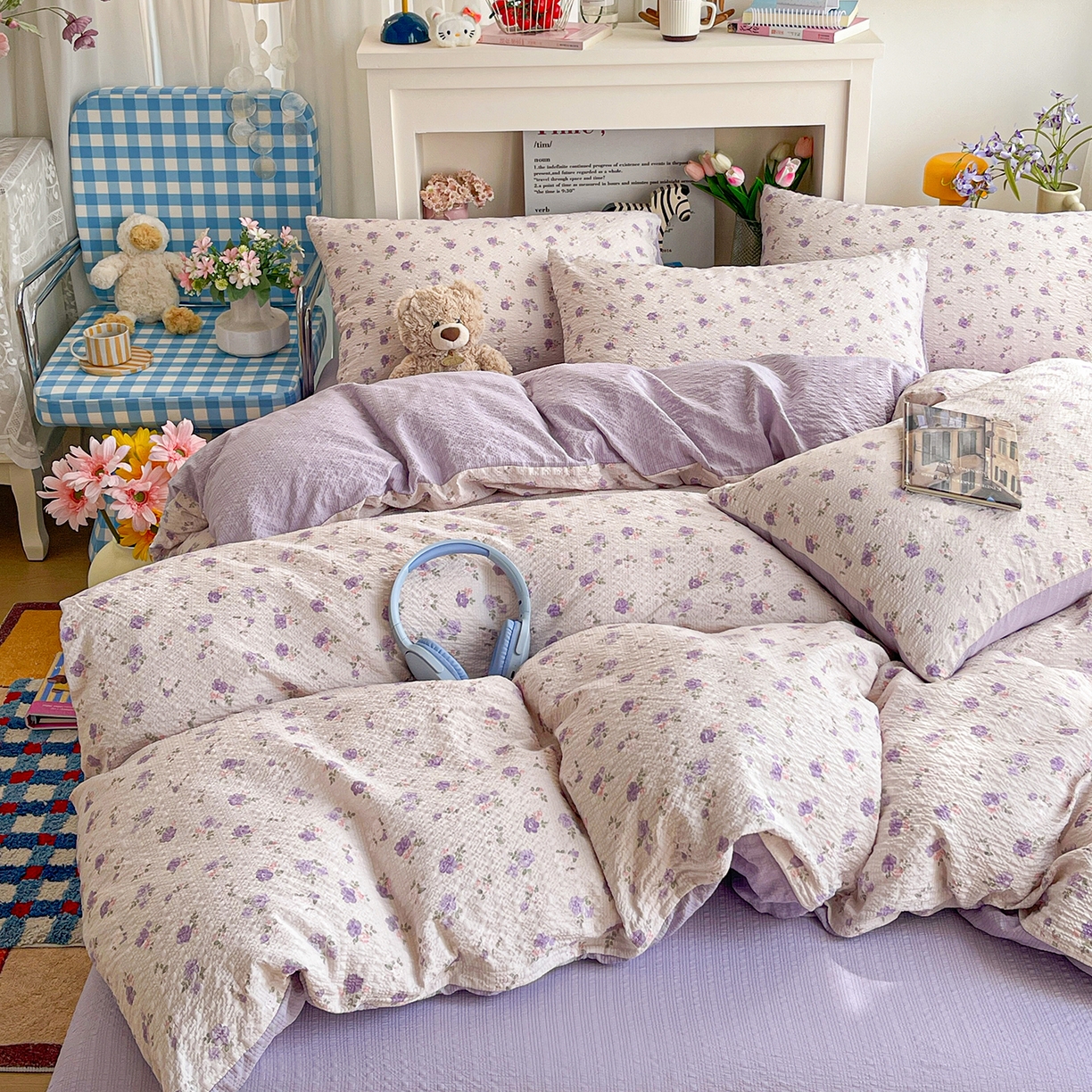 91家纺网 家纺一手货源 找家纺 N先生+V 13814689556 发大图/买家秀 2026新款A类软糯糯泡芙纱四件套 芷琳