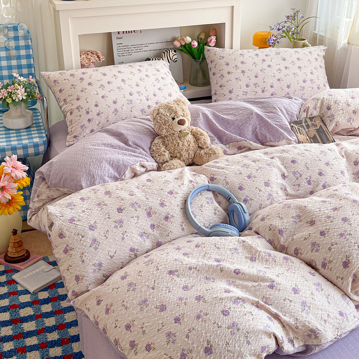 91家纺网 家纺一手货源 找家纺 N先生+V 13814689556 发大图/买家秀 2026新款A类软糯糯泡芙纱四件套 芷琳