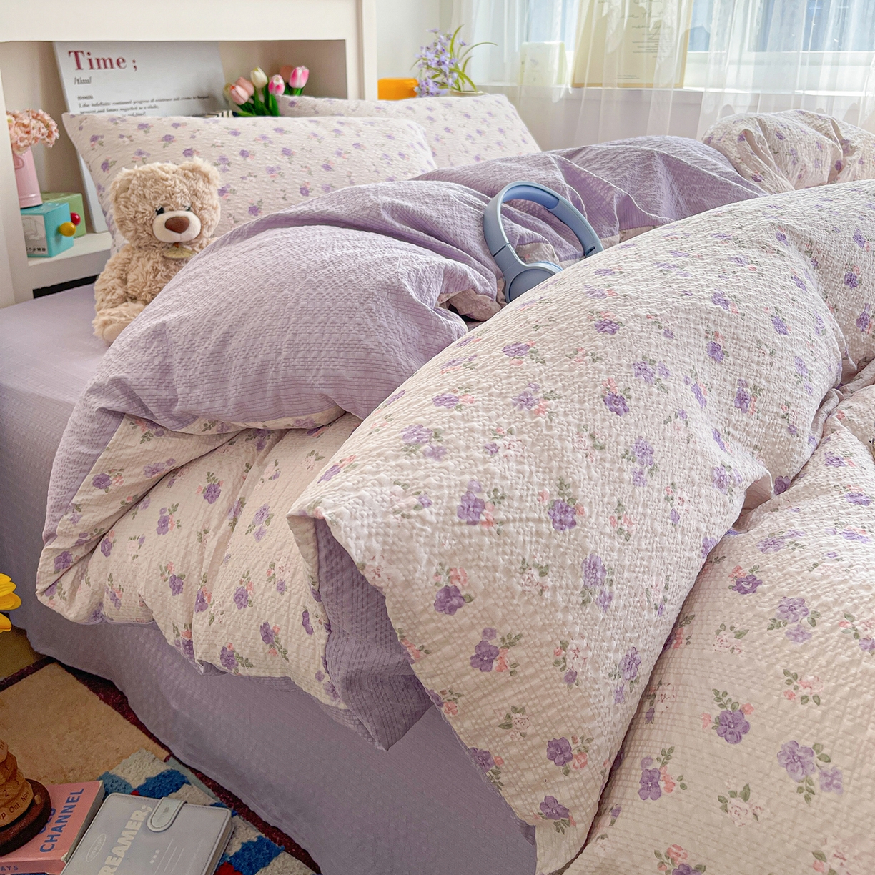 91家纺网 家纺一手货源 找家纺 N先生+V 13814689556 发大图/买家秀 2026新款A类软糯糯泡芙纱四件套 芷琳