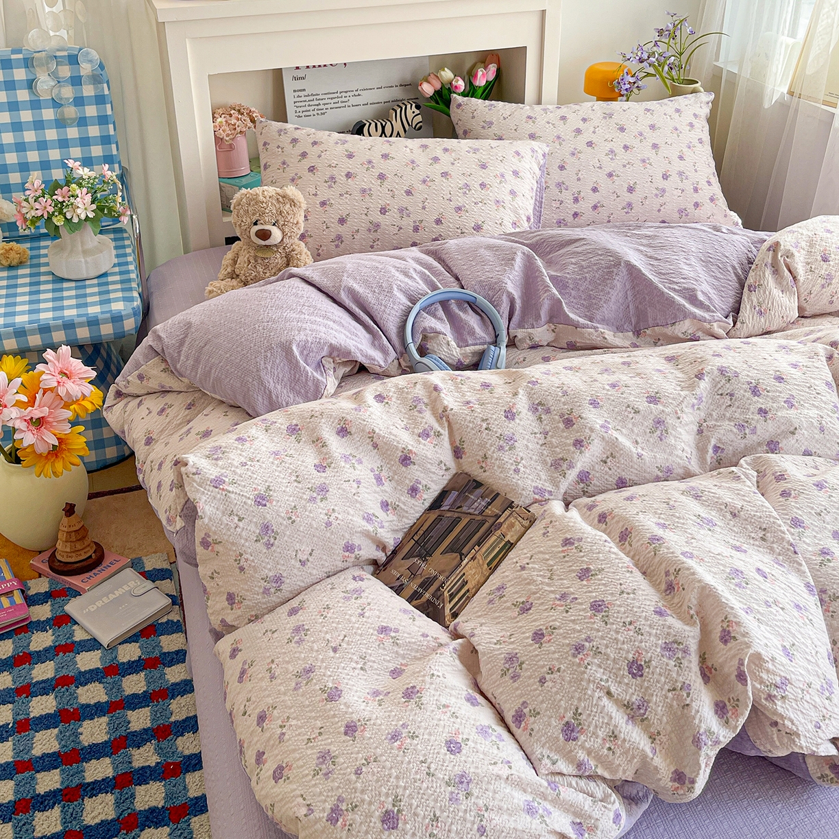 91家纺网 家纺一手货源 找家纺 N先生+V 13814689556 发大图/买家秀 2026新款A类软糯糯泡芙纱四件套 芷琳