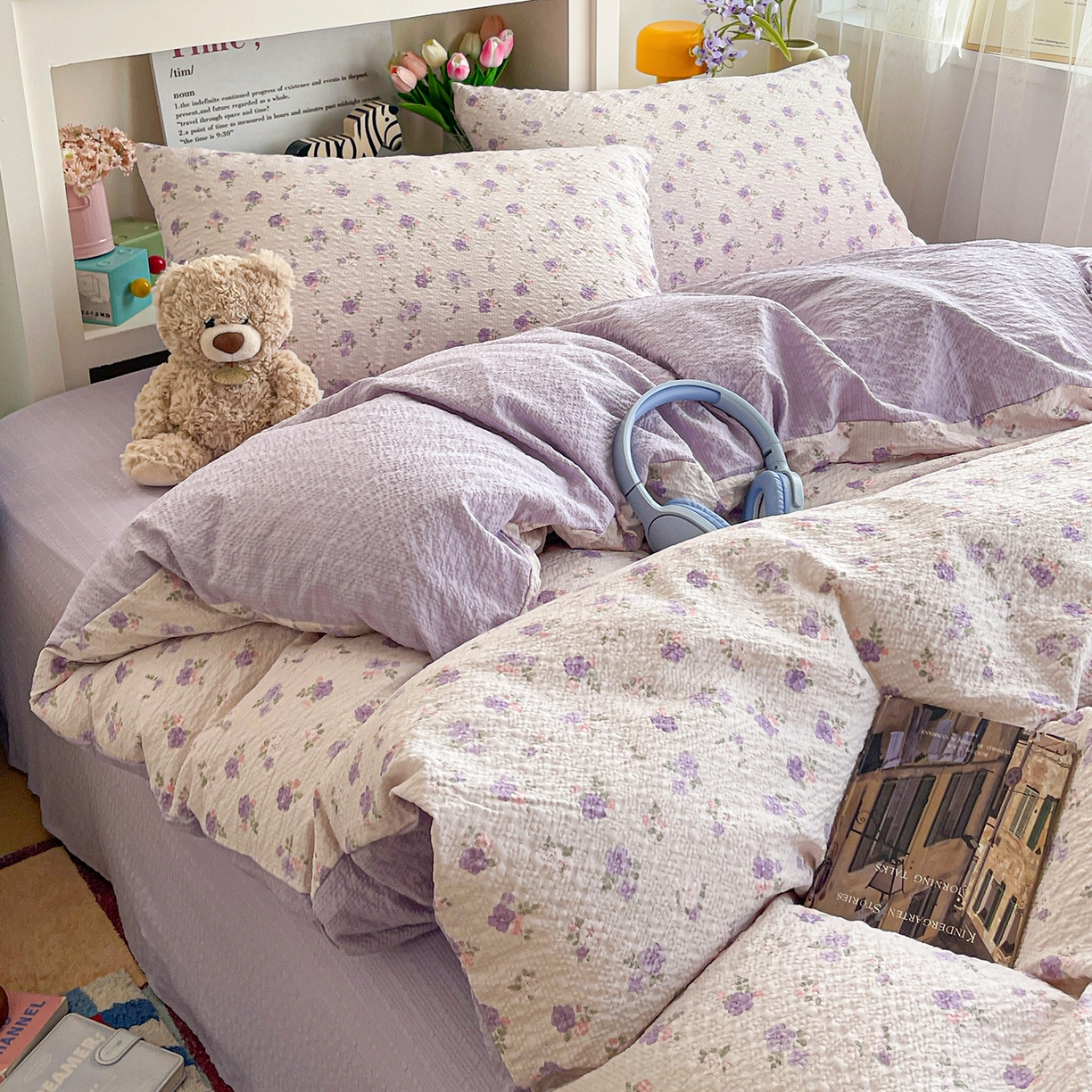 91家纺网 家纺一手货源 找家纺 N先生+V 13814689556 发大图/买家秀 2026新款A类软糯糯泡芙纱四件套 芷琳