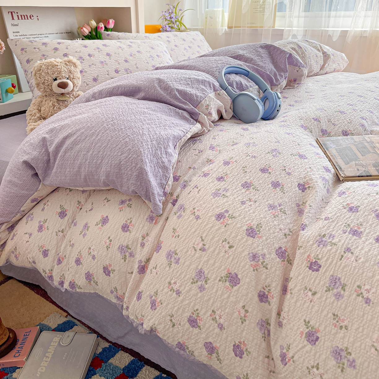 91家纺网 家纺一手货源 找家纺 N先生+V 13814689556 发大图/买家秀 2026新款A类软糯糯泡芙纱四件套 芷琳