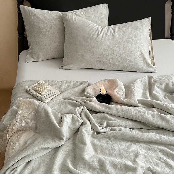 91家纺网 家纺一手货源 找家纺 VIP被业 2026新款棉麻莱塞尔蚕蛹凉感A类夏被四件套空调被 夏洛绿