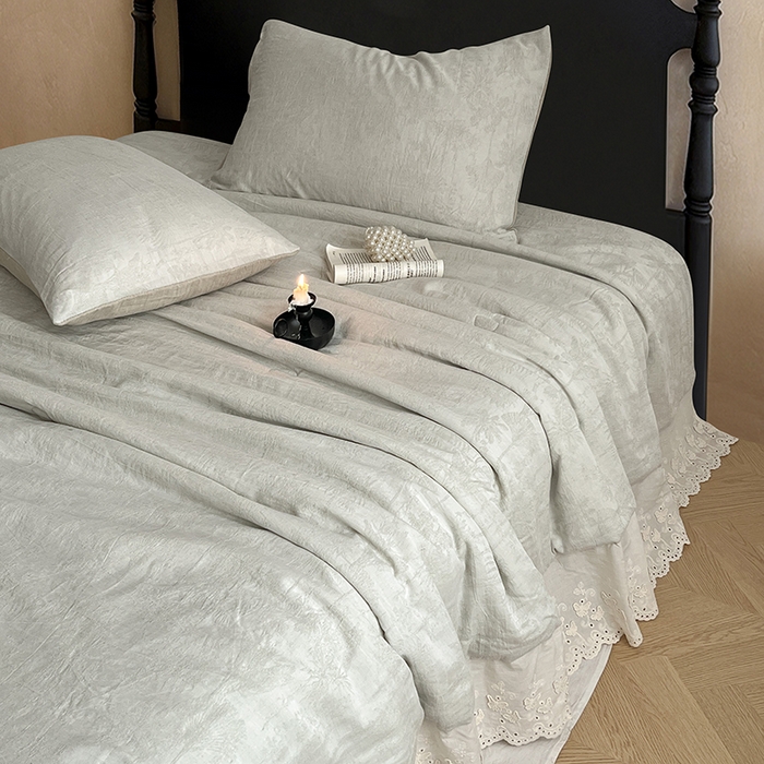 91家纺网 家纺一手货源 找家纺 VIP被业 2026新款棉麻莱塞尔蚕蛹凉感A类夏被四件套空调被 夏洛绿