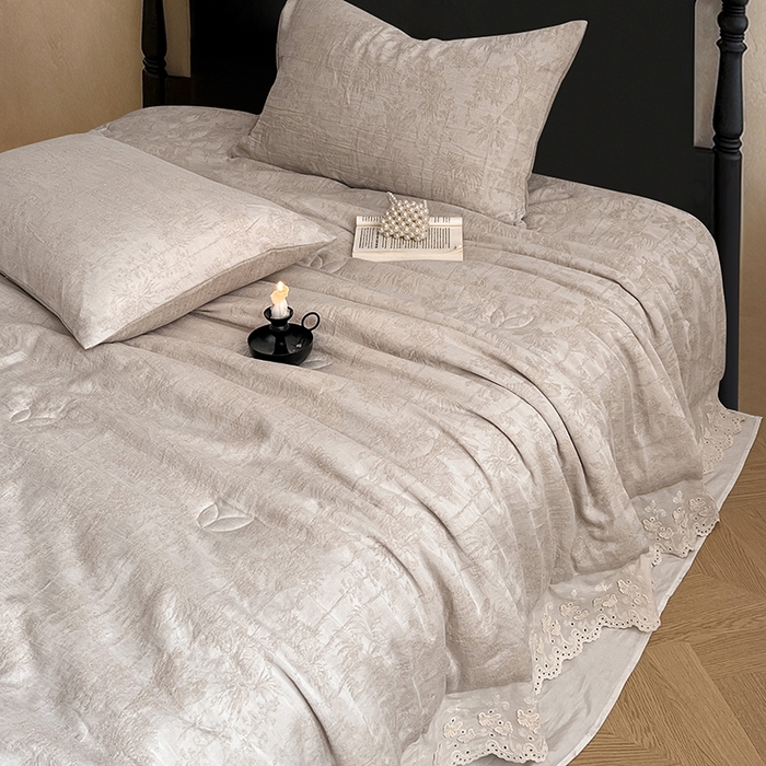 91家纺网 家纺一手货源 找家纺 VIP被业 2026新款棉麻莱塞尔蚕蛹凉感A类夏被四件套空调被 夏洛咖