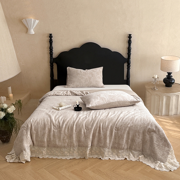 91家纺网 家纺一手货源 找家纺 VIP被业 2026新款棉麻莱塞尔蚕蛹凉感A类夏被四件套空调被 夏洛咖