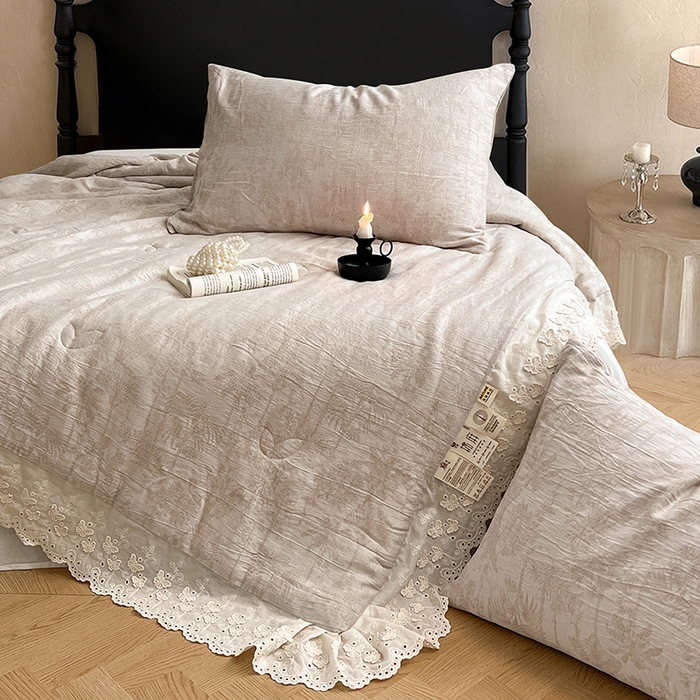 91家纺网 家纺一手货源 找家纺 VIP被业 2026新款棉麻莱塞尔蚕蛹凉感A类夏被四件套空调被 夏洛咖