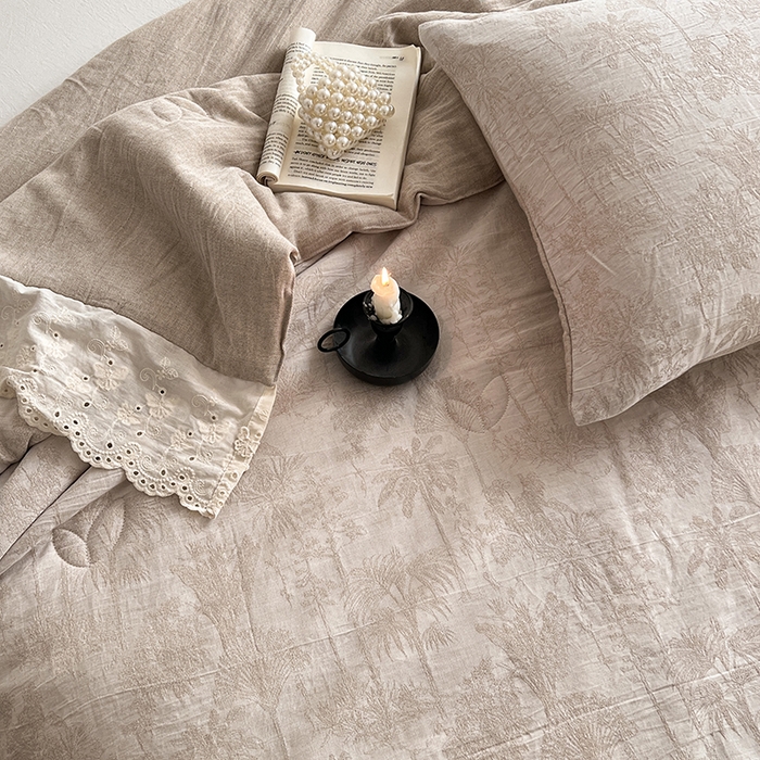 91家纺网 家纺一手货源 找家纺 VIP被业 2026新款棉麻莱塞尔蚕蛹凉感A类夏被四件套空调被 夏洛咖