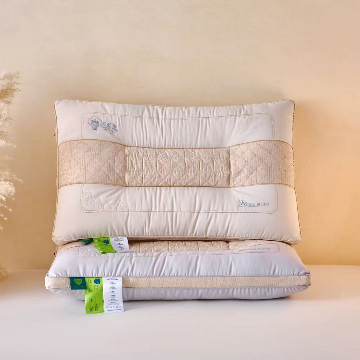 91家纺网 家纺一手货源 找家纺 （总）剑桥枕业 2026新款板蓝根抗菌羽丝定型枕芯抑菌立体枕头