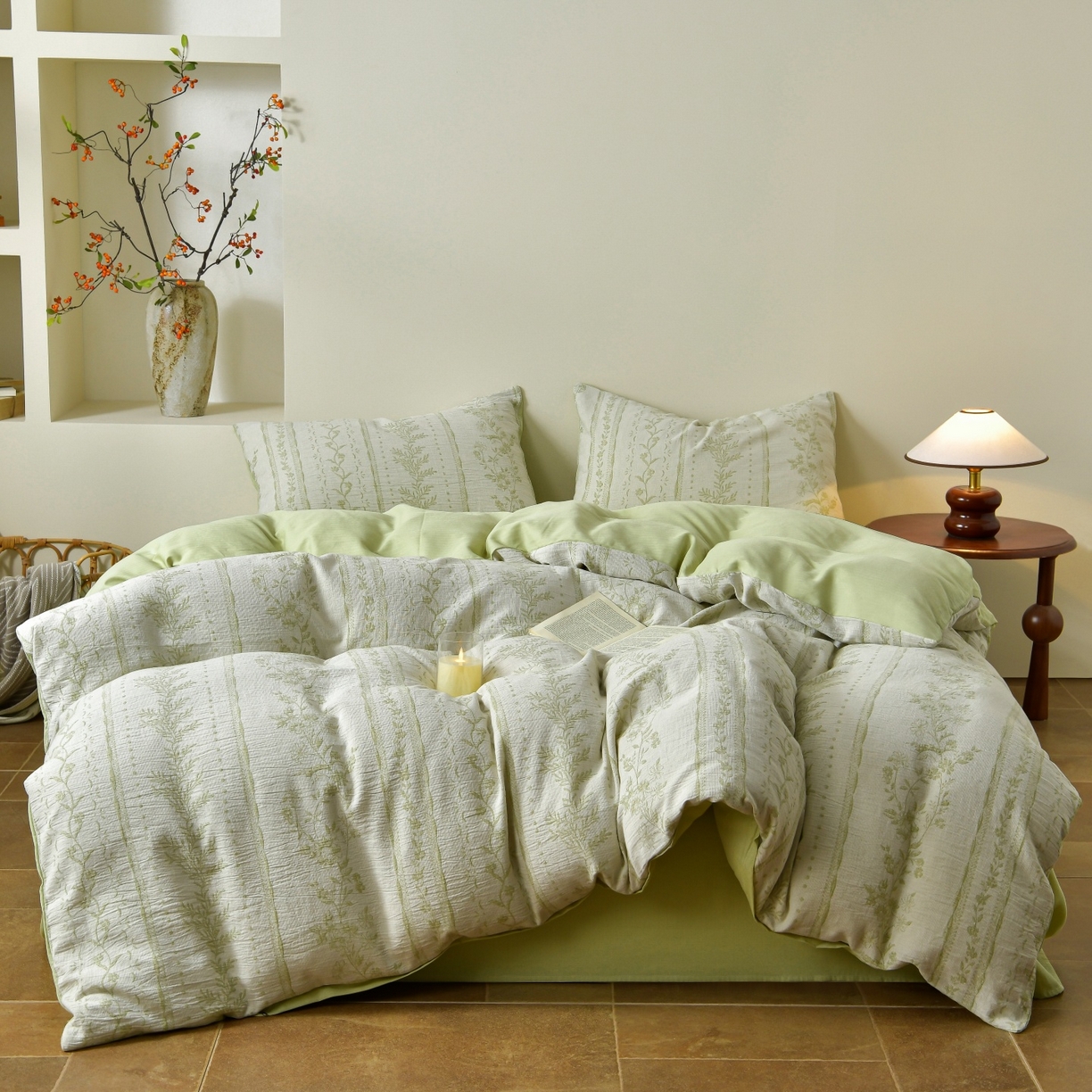 91家纺网 家纺一手货源 找家纺 菡宝 2026新款人字纹全棉色织提花四件套-流风余韵  流风余韵 灰