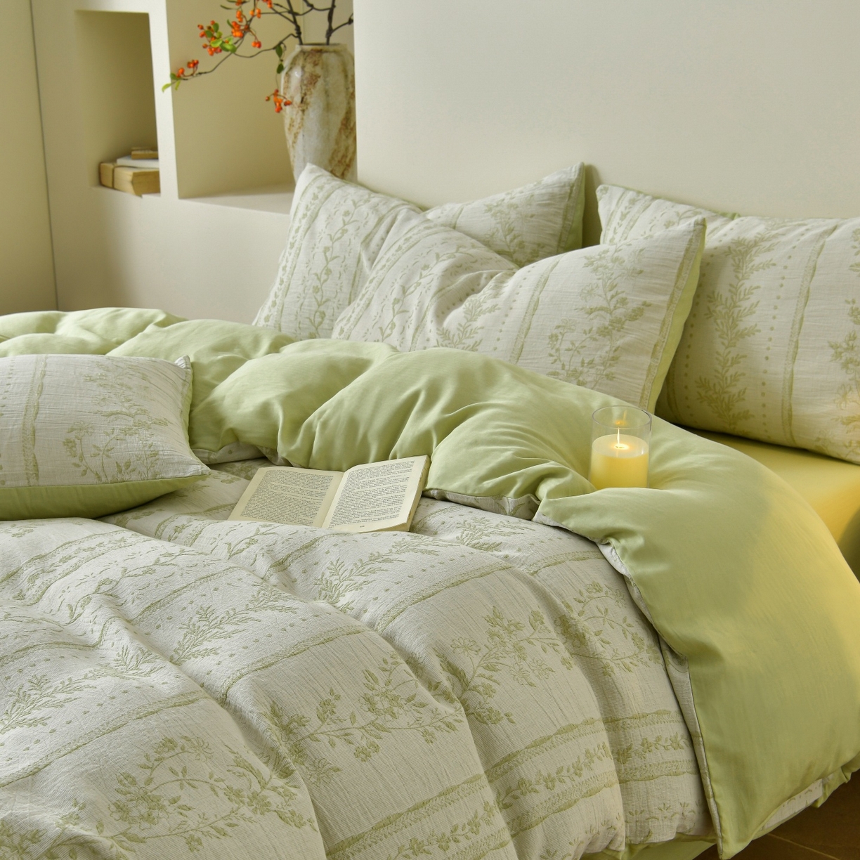 91家纺网 家纺一手货源 找家纺 （总）菡宝 2026新款人字纹全棉色织提花四件套-浪漫花蕴 