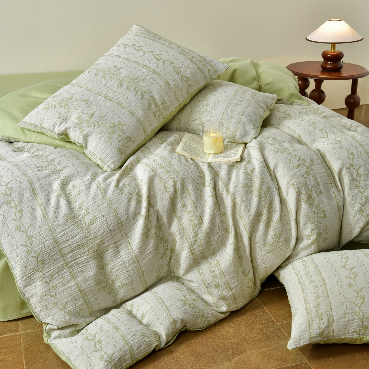 91家纺网 家纺一手货源 找家纺 （总）菡宝 2026新款人字纹全棉色织提花四件套-浪漫花蕴 