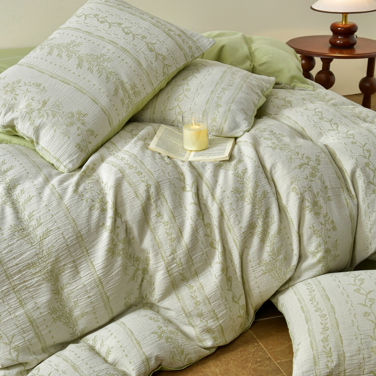 91家纺网 家纺一手货源 找家纺 （总）菡宝 2026新款人字纹全棉色织提花四件套-浪漫花蕴 