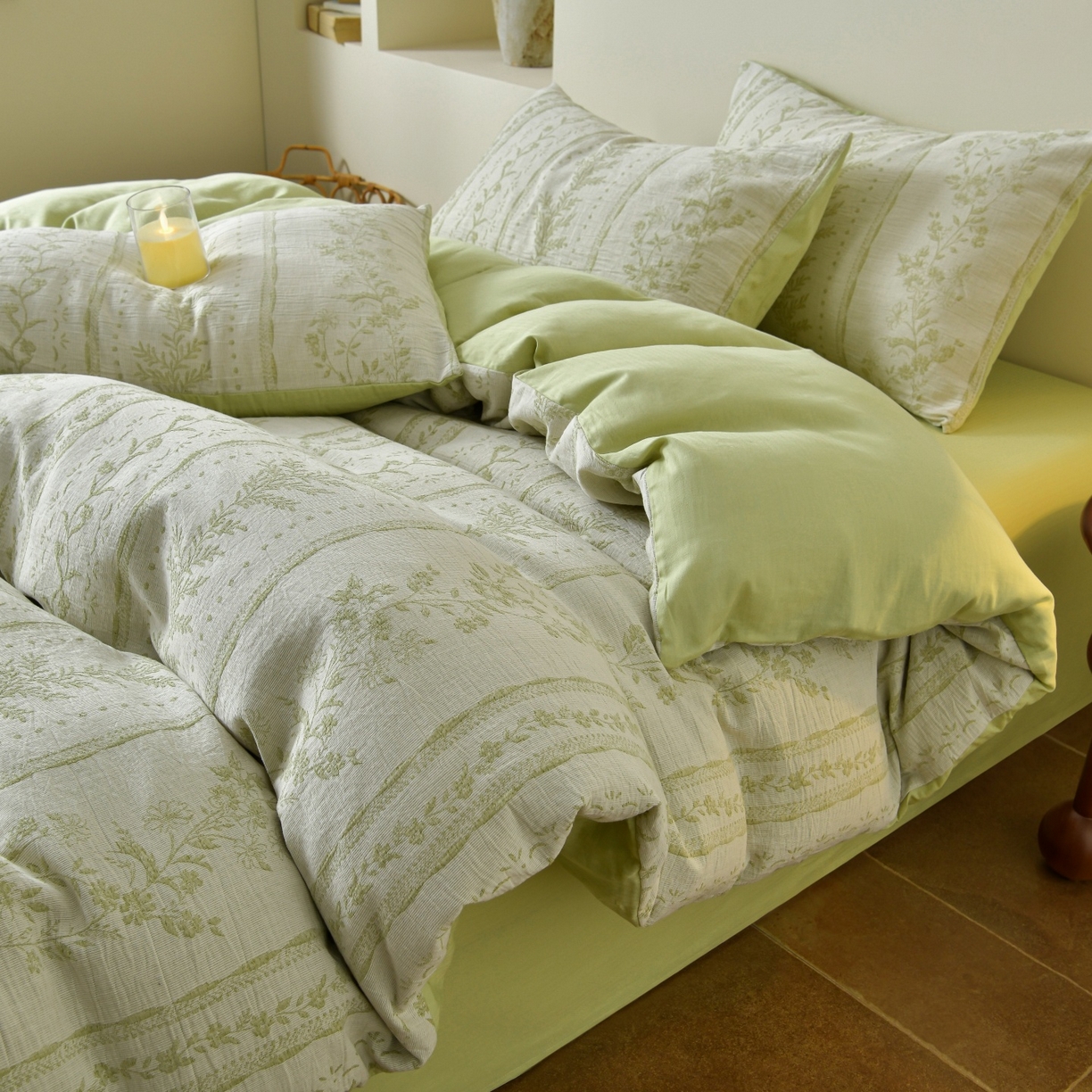 91家纺网 家纺一手货源 找家纺 （总）菡宝 2026新款人字纹全棉色织提花四件套-浪漫花蕴 