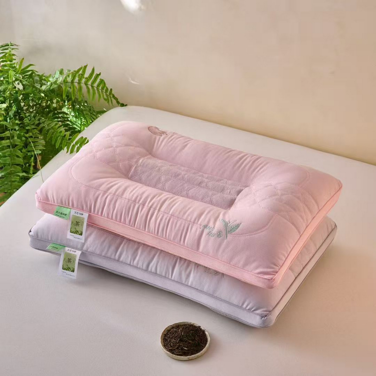 91家纺网 家纺一手货源 找家纺 （总）剑桥枕业 2026新款茶香定型护颈枕芯羽丝茶叶梗枕头