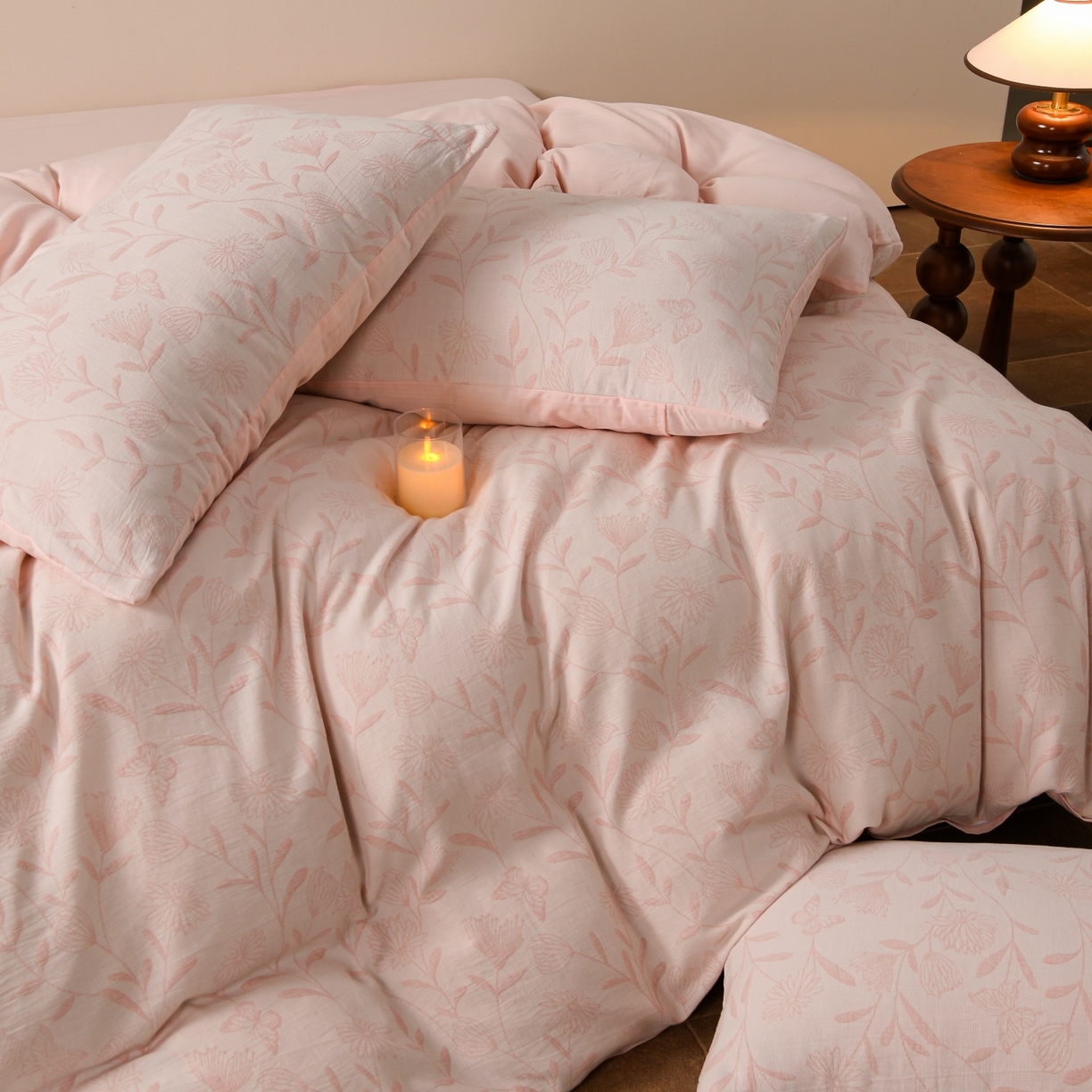 91家纺网 家纺一手货源 找家纺 （总）菡宝 2026新款人字纹全棉色织提花四件套-流风余韵 