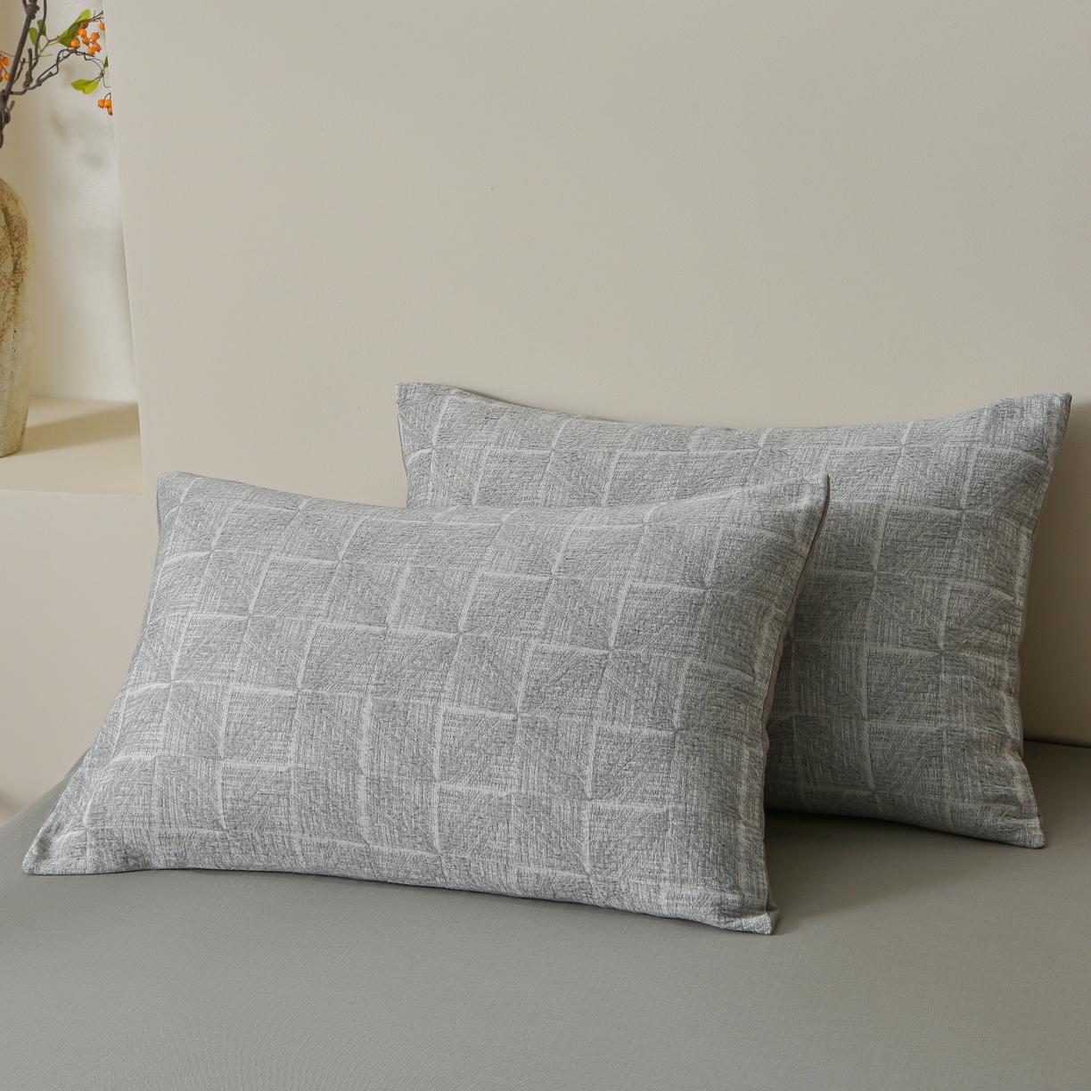 91家纺网 家纺一手货源 找家纺 （总）菡宝 2026新款人字纹全棉色织提花四件套-苏珊格 