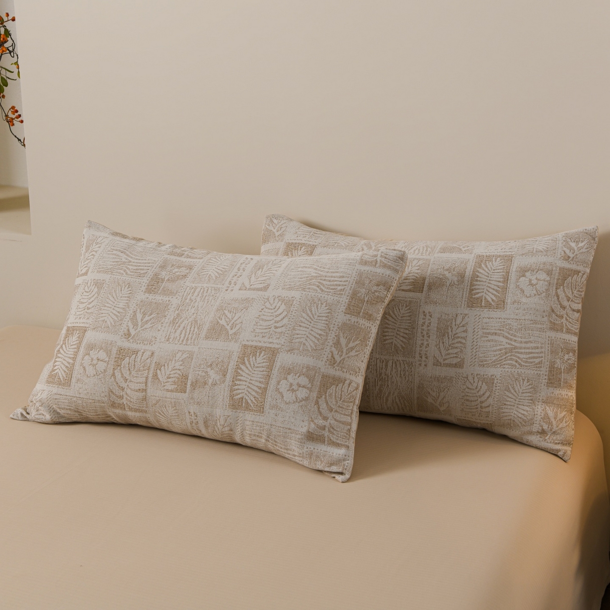 91家纺网 家纺一手货源 找家纺 菡宝 2026新款人字纹全棉色织提花四件套-棕榈韵致  棕榈韵致 杏